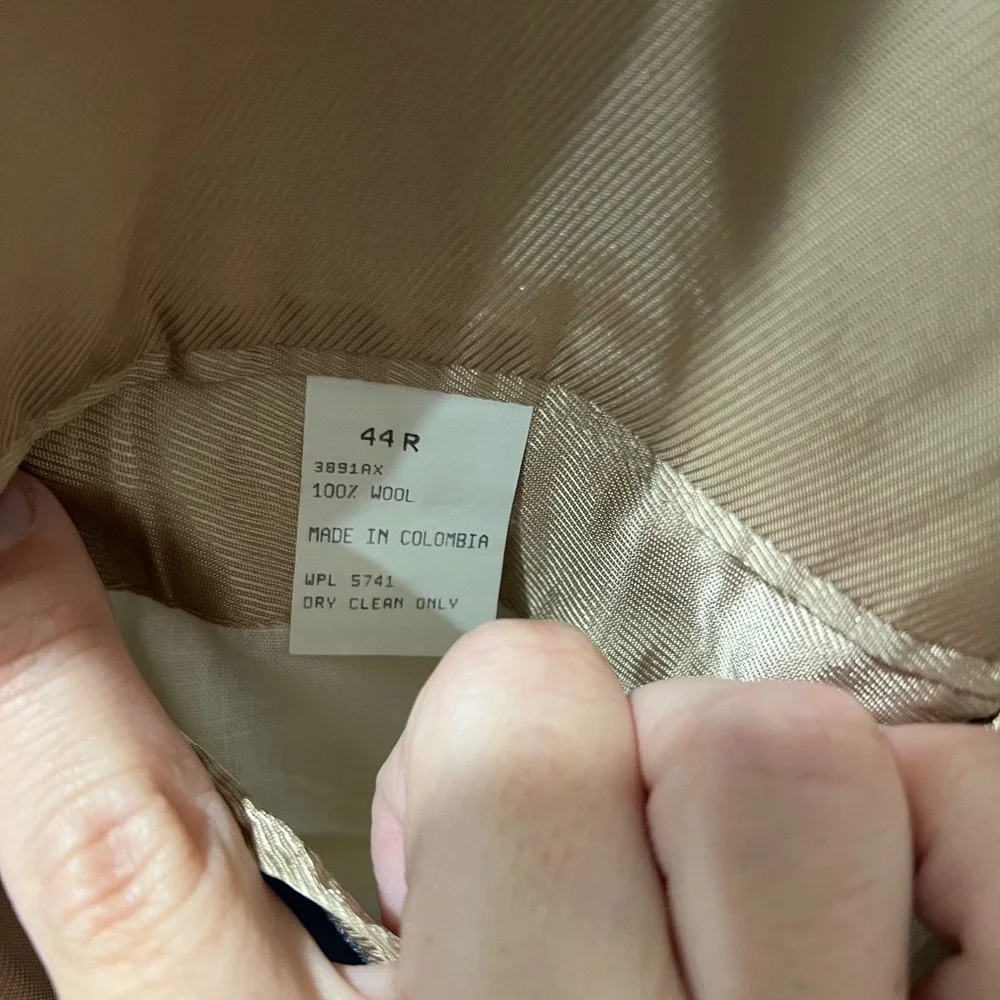 Oscar de la Renta‎ Mens Blazer 100% Wool Herringbone Tan 44R